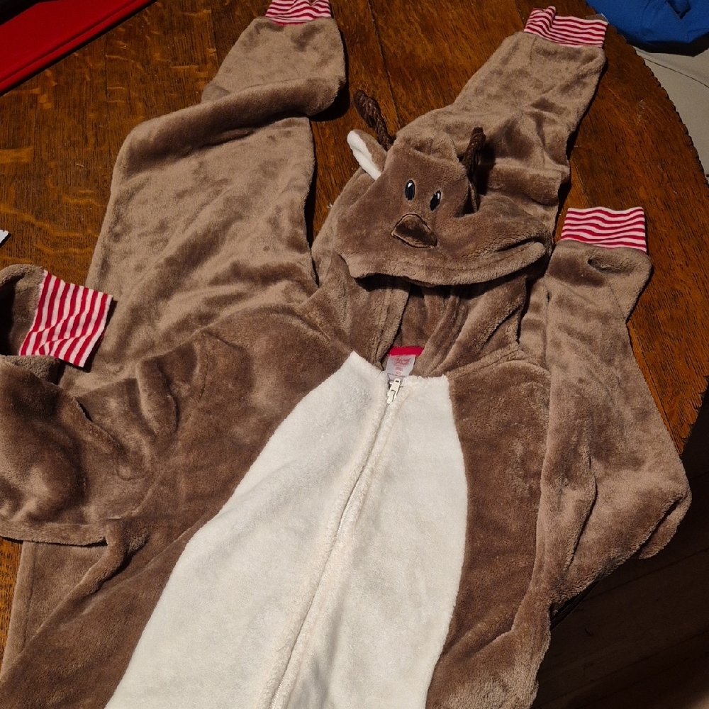 Brown and White Reindeer Pajama Onesie